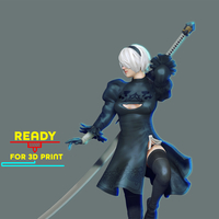 2b - Nier Automata Fanart Statue 3D print 3D print model - Thumbnail 3