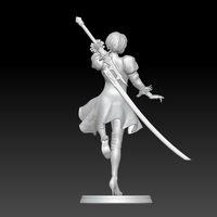 2b - Nier Automata Fanart Statue 3D print 3D print model - Thumbnail 4