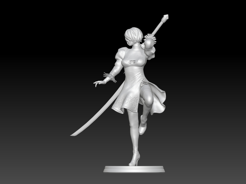 2b - Nier Automata Fanart Statue 3D print 3D print model