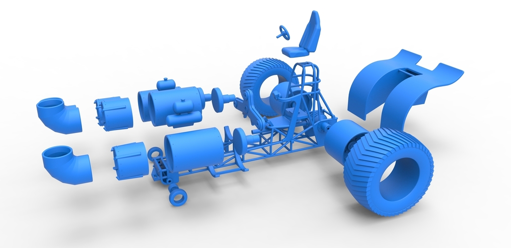 Diecast Pulling tractor with 3 jet engines Scale 1:25 3D Print 484188