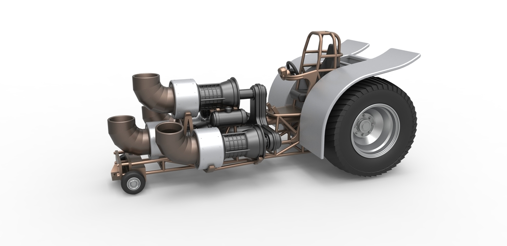 Diecast Pulling tractor with 4 jet engines Version 2 Scale 1:25 3D Print 484841