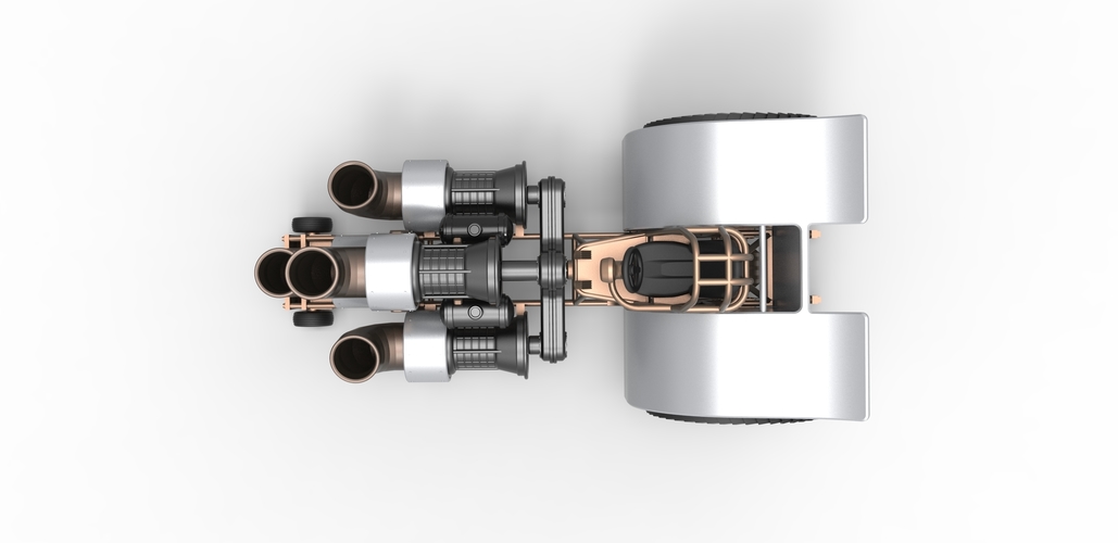 Diecast Pulling tractor with 4 jet engines Version 2 Scale 1:25 3D Print 484848