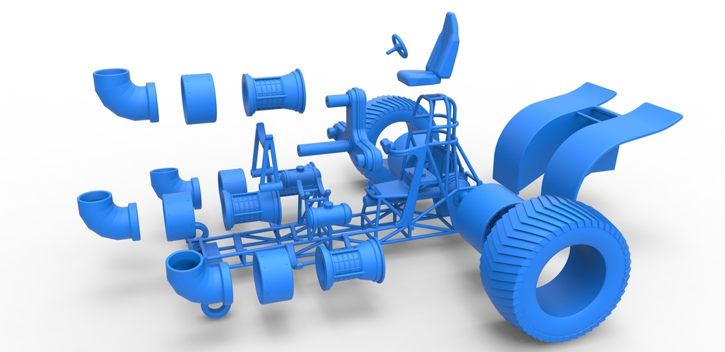 Diecast Pulling tractor with 4 jet engines Version 2 Scale 1:25 3D Print 484853