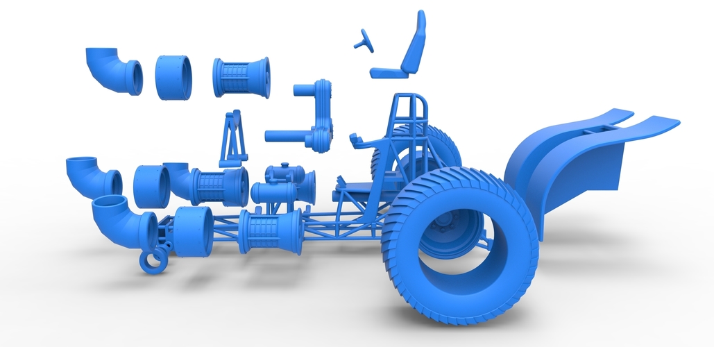 Diecast Pulling tractor with 4 jet engines Version 2 Scale 1:25 3D Print 484857