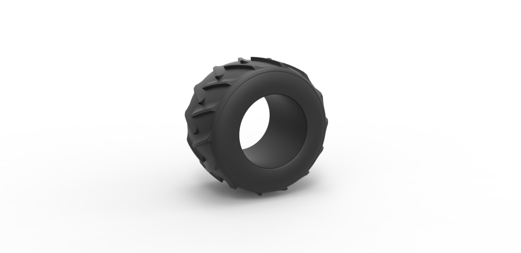 Old school pulling truck tire 2 Scale 1:25 3D Print 485102