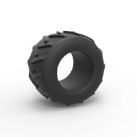 Small Old school pulling truck tire 2 Scale 1:25 3D Printing 485102