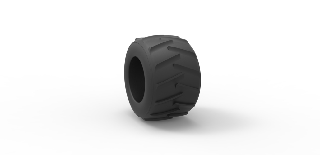 Old school pulling truck tire 2 Scale 1:25 3D Print 485109