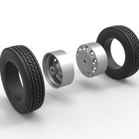 10 Hole rear double wheel of old school truck 1:25 - Thumbnail 10