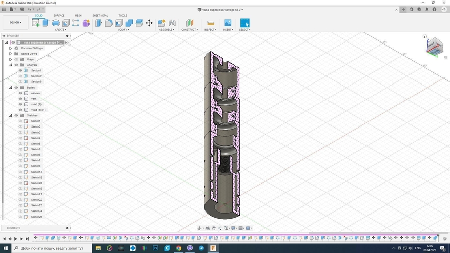 SILENCER SOUND MODERATOR UNEF 1/2X28 (.22LR) 3D Print 485350