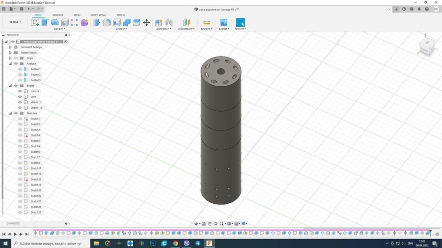 SILENCER SOUND MODERATOR UNEF 1/2X28 (.22LR) 3D Print 485351