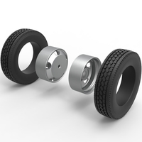 Diecast 5 Hole rear double wheel of old school truck 1:25 - Thumbnail 9