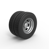 7 Hole rear double wheel of old school truck 1:25 - Thumbnail 2