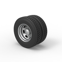 7 Hole rear double wheel of old school truck 1:25 - Thumbnail 7