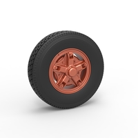 Small Front 5 spoke wheel of old school truck 1:25 3D Printing 485617