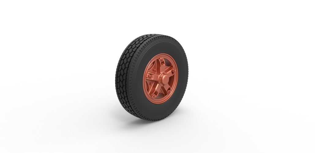 Front 5 spoke wheel of old school truck 1:25 3D Print 485618