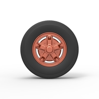 Front 5 spoke wheel of old school truck 1:25 - Thumbnail 5
