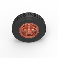 Front 5 spoke wheel of old school truck 1:25 - Thumbnail 6