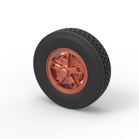 Front 5 spoke wheel of old school truck 1:25 - Thumbnail 7