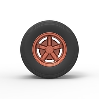 Rear 5 spoke wheel of old school truck Scale 1:25 - Thumbnail 5