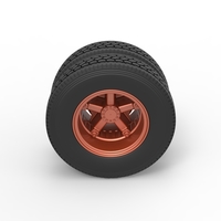 Rear 5 spoke wheel of old school truck Scale 1:25 - Thumbnail 6