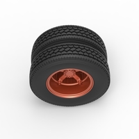 Rear 5 spoke wheel of old school truck Scale 1:25 - Thumbnail 7