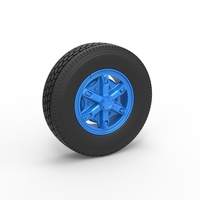 Front 6 spoke wheel of old school truck 1:25 - Thumbnail 1