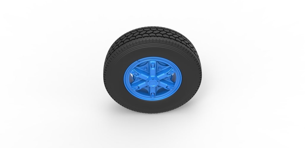 Front 6 spoke wheel of old school truck 1:25 3D Print 485671