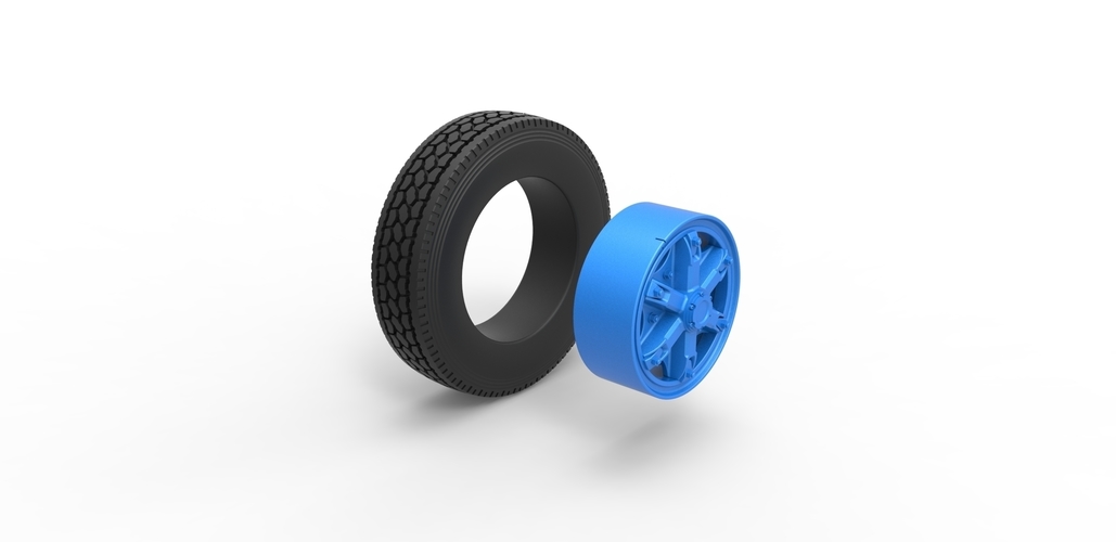 Front 6 spoke wheel of old school truck 1:25 3D Print 485674