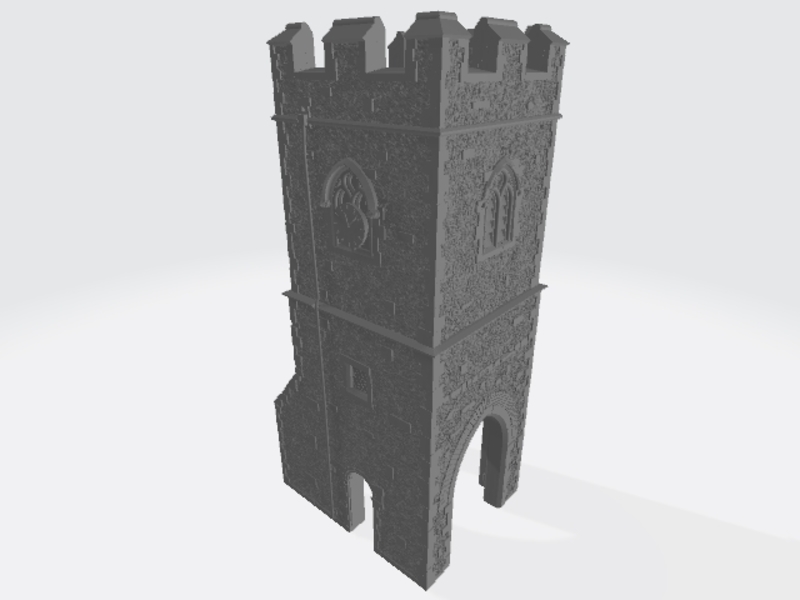 OO HO Gauge Church Clock Tower for Model Railways (Low Texture)