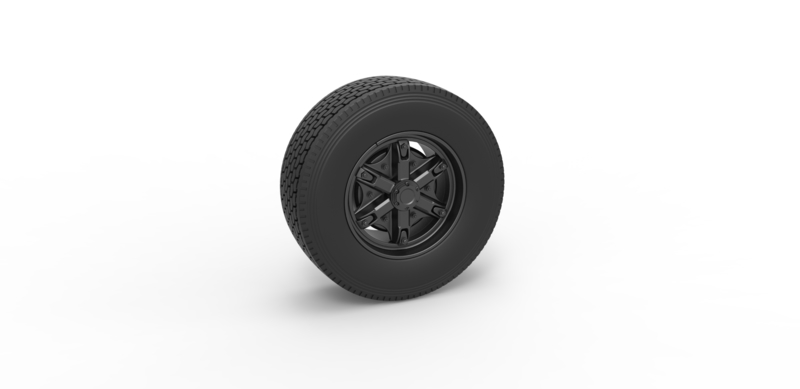 Front float 6 spoke wheel of old school truck 1:25