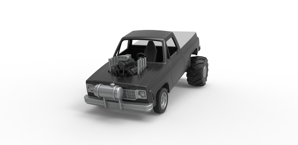 Diecast old school pulling truck 2wd Scale 1:25 3D Print 486025