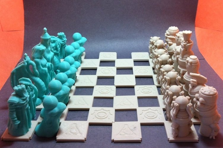 Robots Versus Wizards Chess Set 3D Print 48653