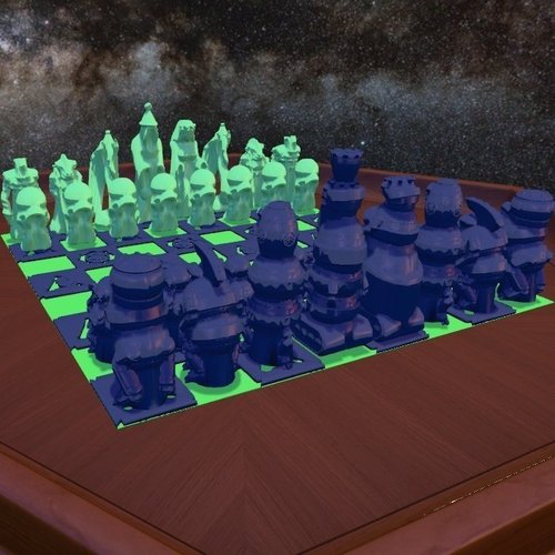 Robots Versus Wizards Chess Set 3D Print 48656