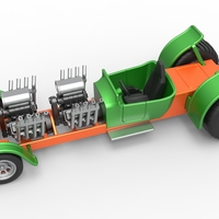 Diecast pulling truck 2wd Hot rod with two V8 1:25 - Thumbnail 2