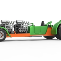 Diecast pulling truck 2wd Hot rod with two V8 1:25 - Thumbnail 3