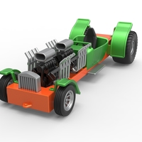 Diecast pulling truck 2wd Hot rod with two V8 1:25 - Thumbnail 4