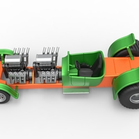 Diecast pulling truck 2wd Hot rod with two V8 1:25 - Thumbnail 9