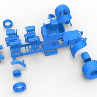 Diecast pulling truck 2wd Hot rod with two V8 1:25 - Thumbnail 16