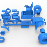 Diecast pulling truck 2wd Hot rod with two V8 1:25 - Thumbnail 19