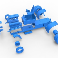 Diecast pulling truck 2wd Hot rod with turbo V12 Scale 1:25 - Thumbnail 16