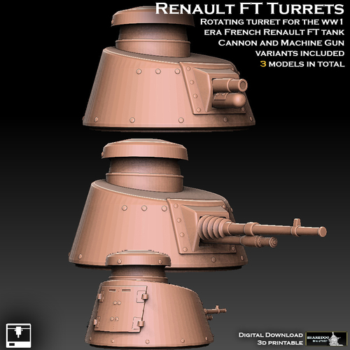 Renault FT Tank Turrets 3D Print 486831