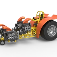 Small Diecast Pulling tractor with 4 engines V8 Version 3 Scale 1:25 3D Printing 487092