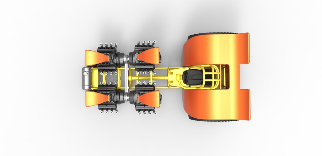 Diecast Pulling tractor with 4 engines V8 Version 3 Scale 1:25 3D Print 487101