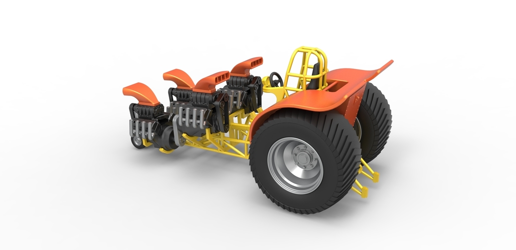 Diecast Pulling tractor with 4 engines V8 Version 3 Scale 1:25 3D Print 487102