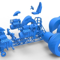 Diecast Pulling tractor with 4 engines V8 Version 3 Scale 1:25 - Thumbnail 15