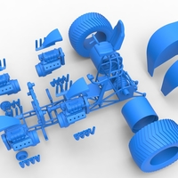 Diecast Pulling tractor with 4 engines V8 Version 3 Scale 1:25 - Thumbnail 16