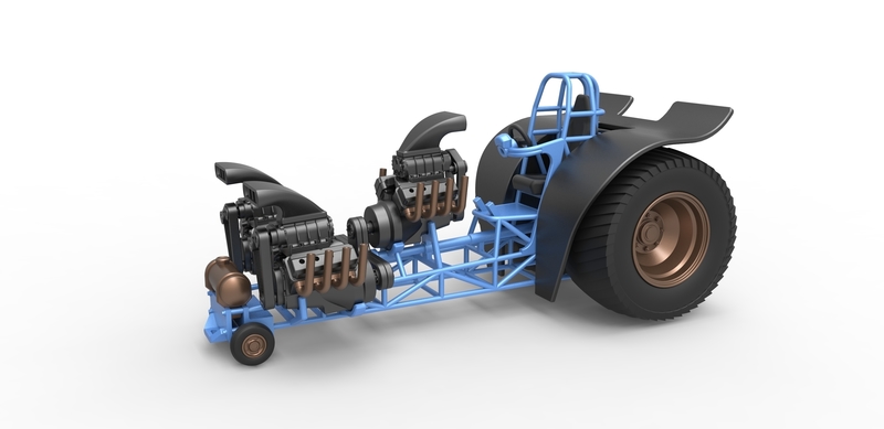 Pulling tractor with 3 engines V8 Version 2 Scale 1:25