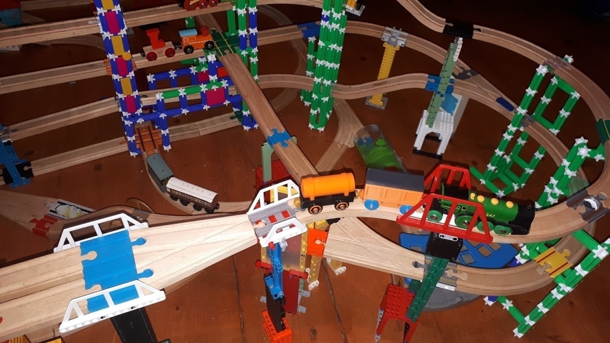 Wooden railway bridge system for LegoBeam/BitBeam 3D Print 487567
