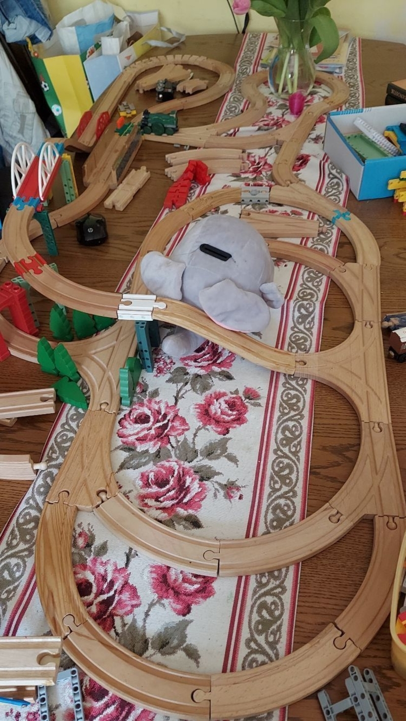 Wooden railway bridge system for LegoBeam/BitBeam