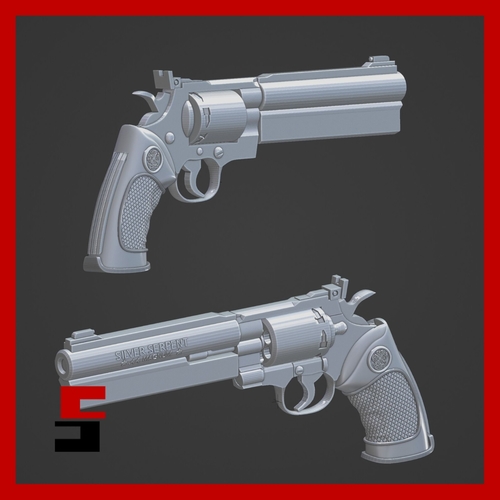 Resident Evil Barry's 44 Magnum Silver Serpent Gun Prop  3D Print 487735